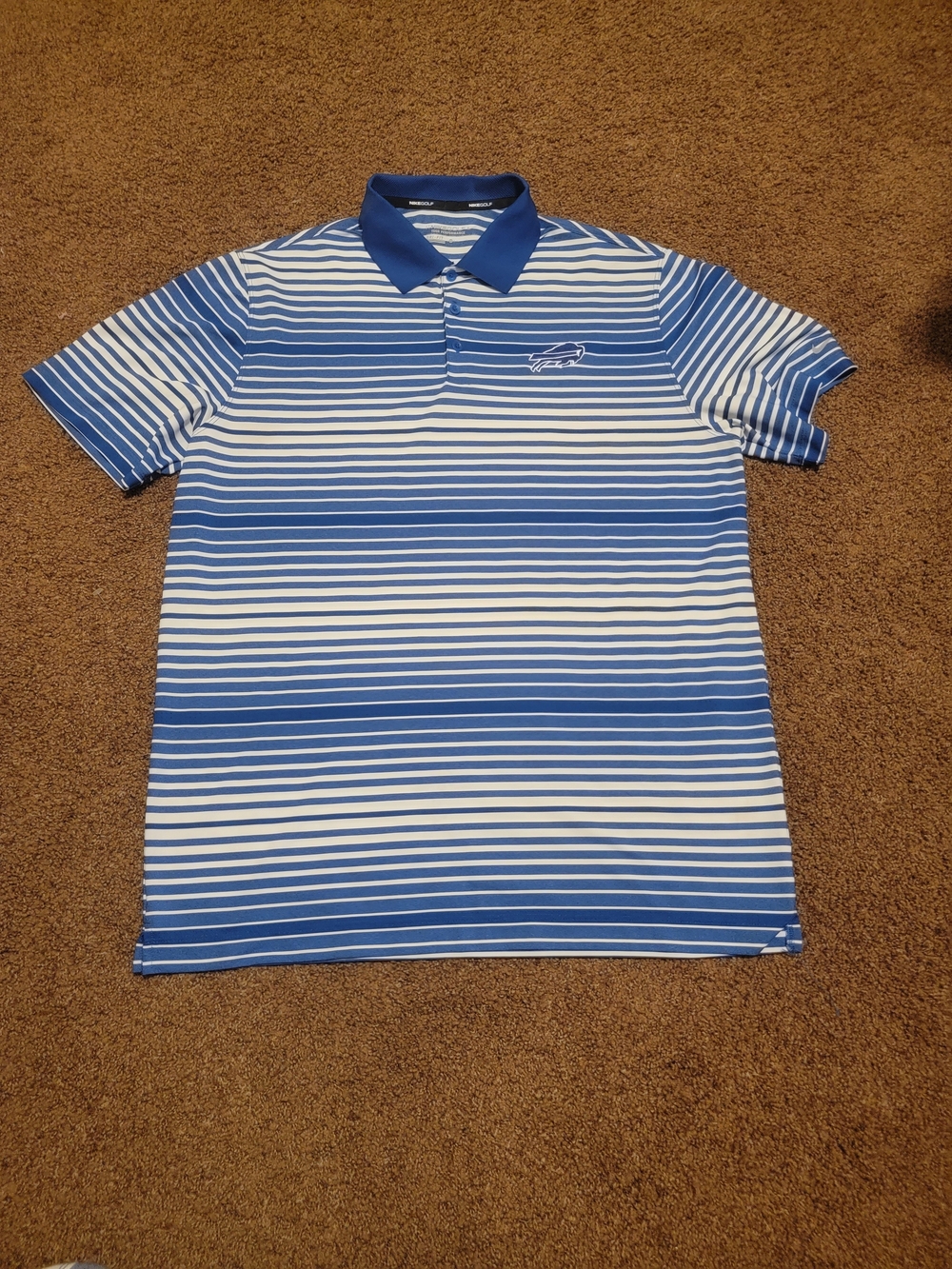 Nike Blue & White Striped Polo Shirt Size XL